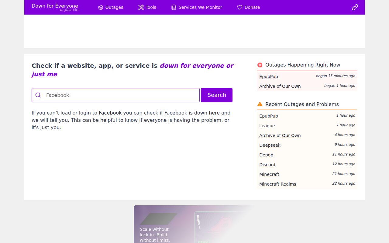 Screenshot of Down For Everyone Or Just Me