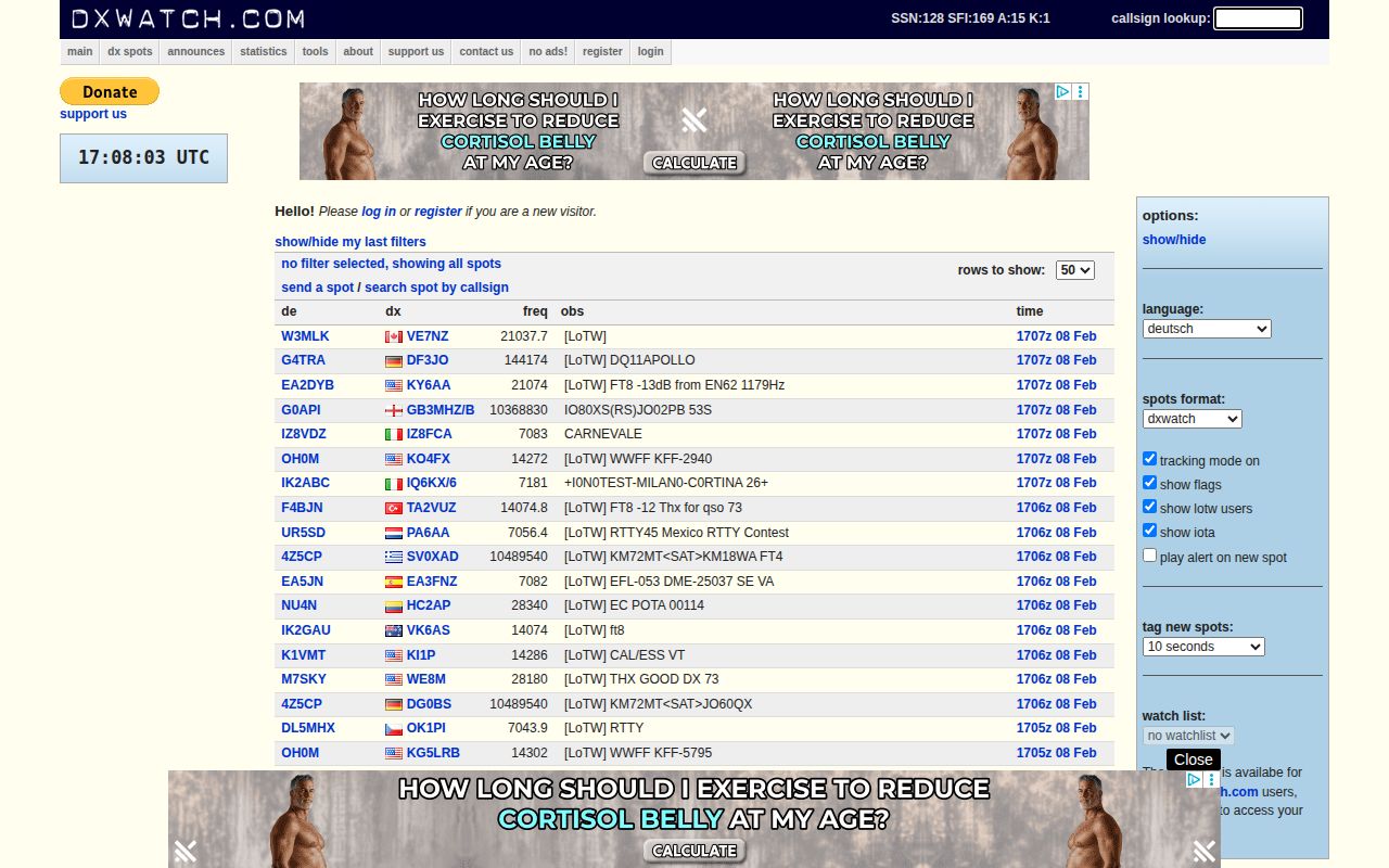 Screenshot of DX Watch