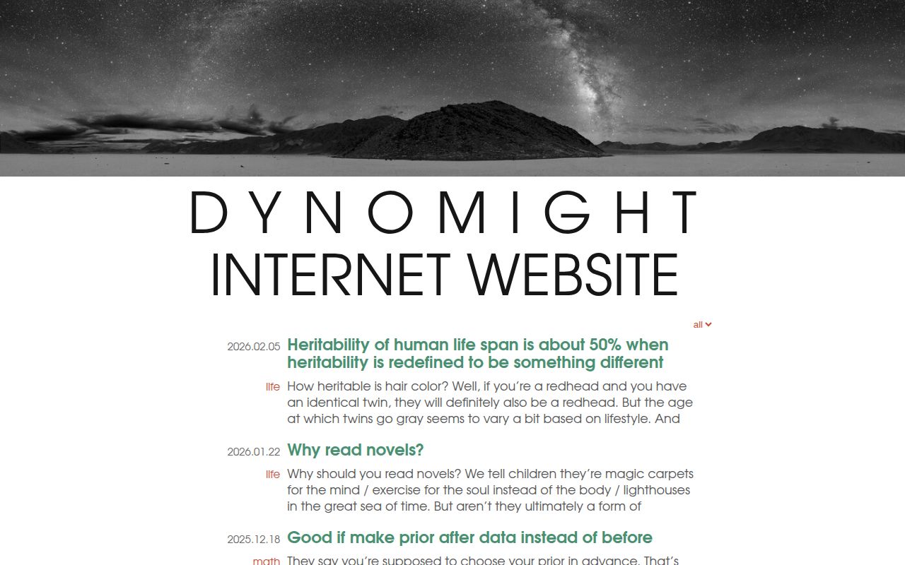 Screenshot of Dynomight