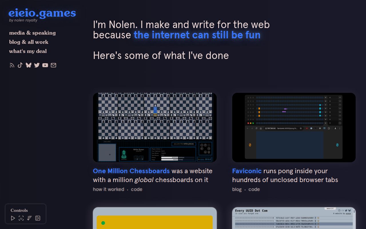 Screenshot of eieio.games