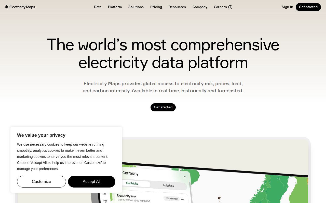 Screenshot of Electricity Maps