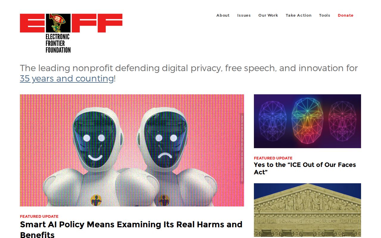 Screenshot of Electronic Frontier Foundation