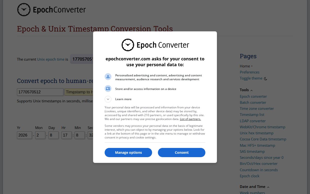 Screenshot of Epoch Converter