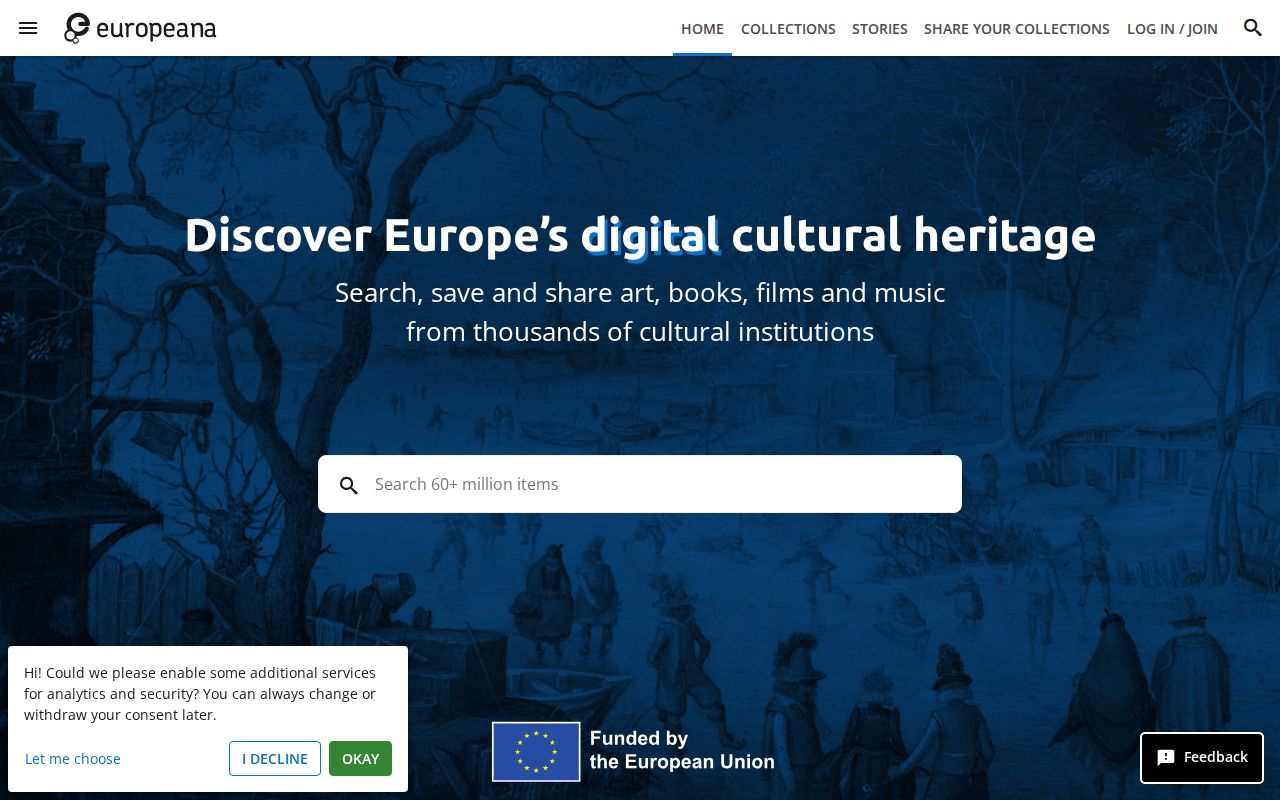 Screenshot of Europeana