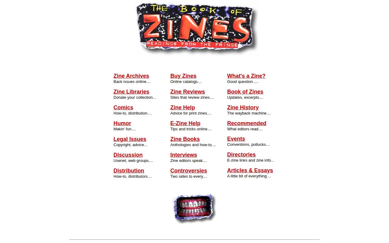 Screenshot of Factsheet Five Archive