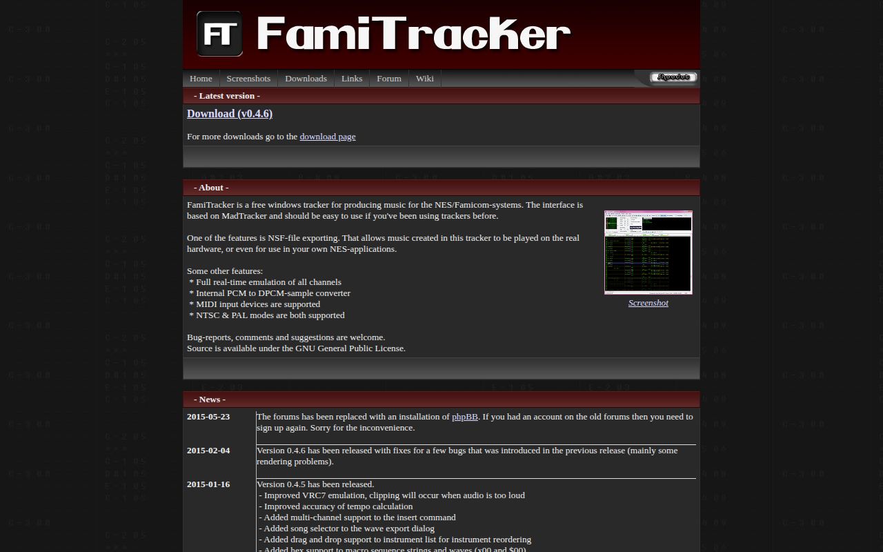 Screenshot of FamiTracker