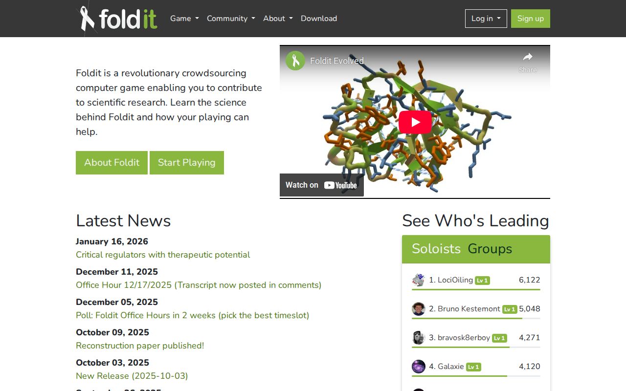 Screenshot of Foldit
