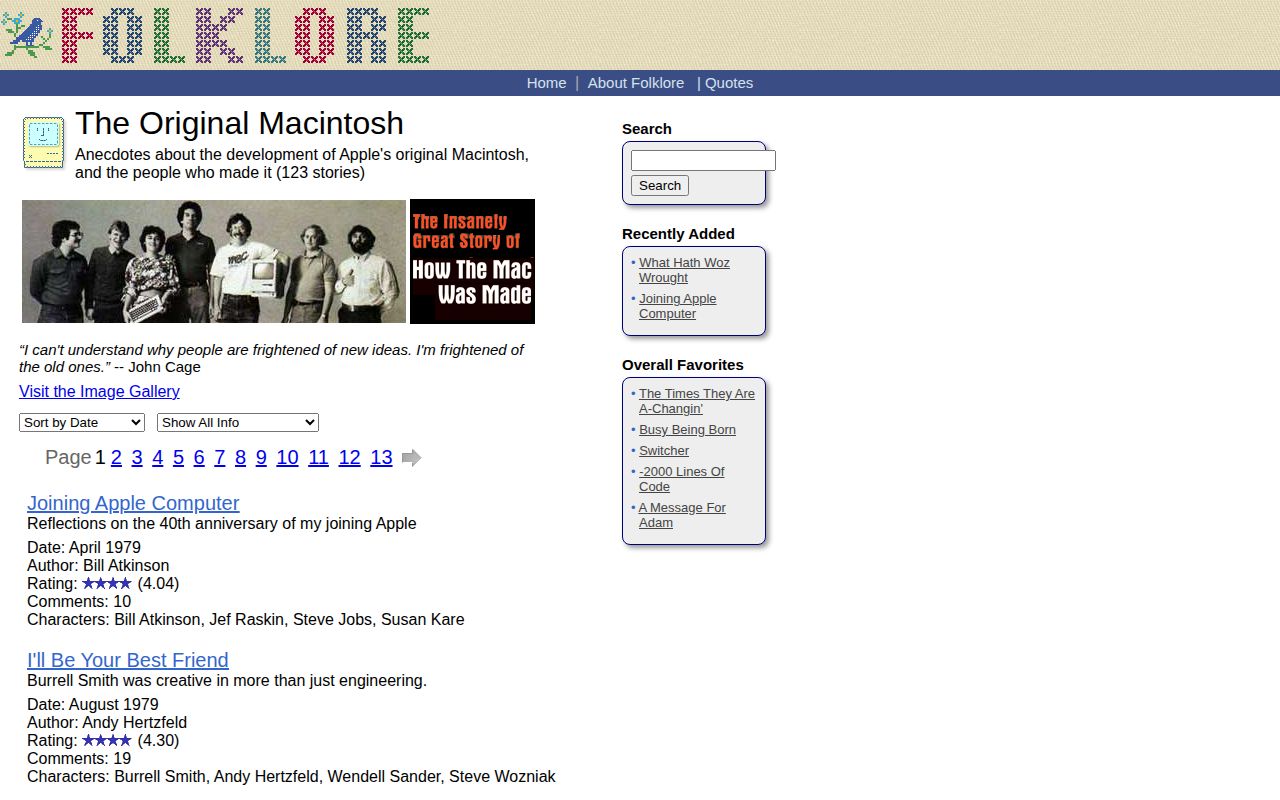 Screenshot of Folklore.org