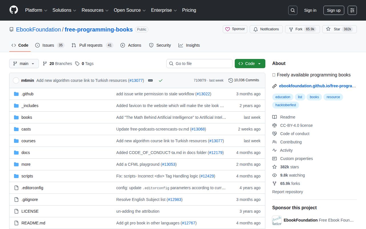 Screenshot of Free Programming Books