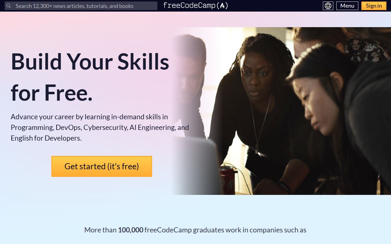 Screenshot of freeCodeCamp