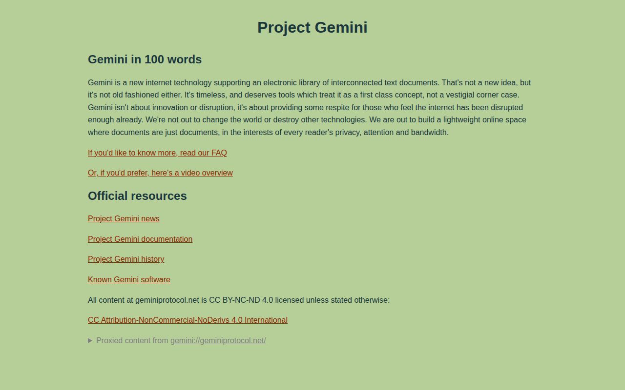 Screenshot of Gemini Protocol