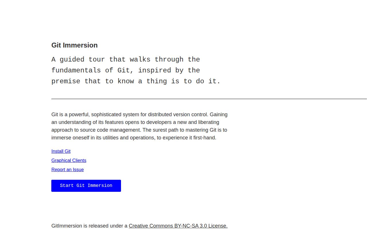 Screenshot of Git Immersion