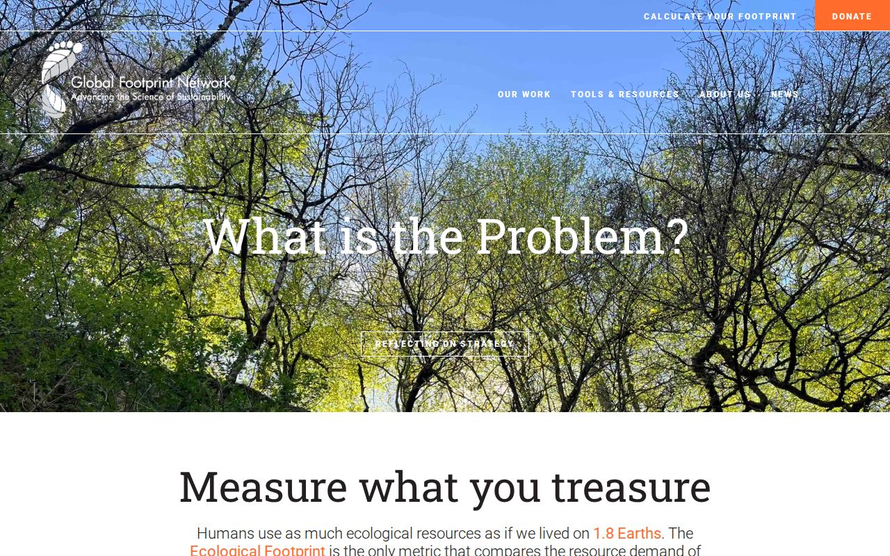 Screenshot of Global Footprint Network