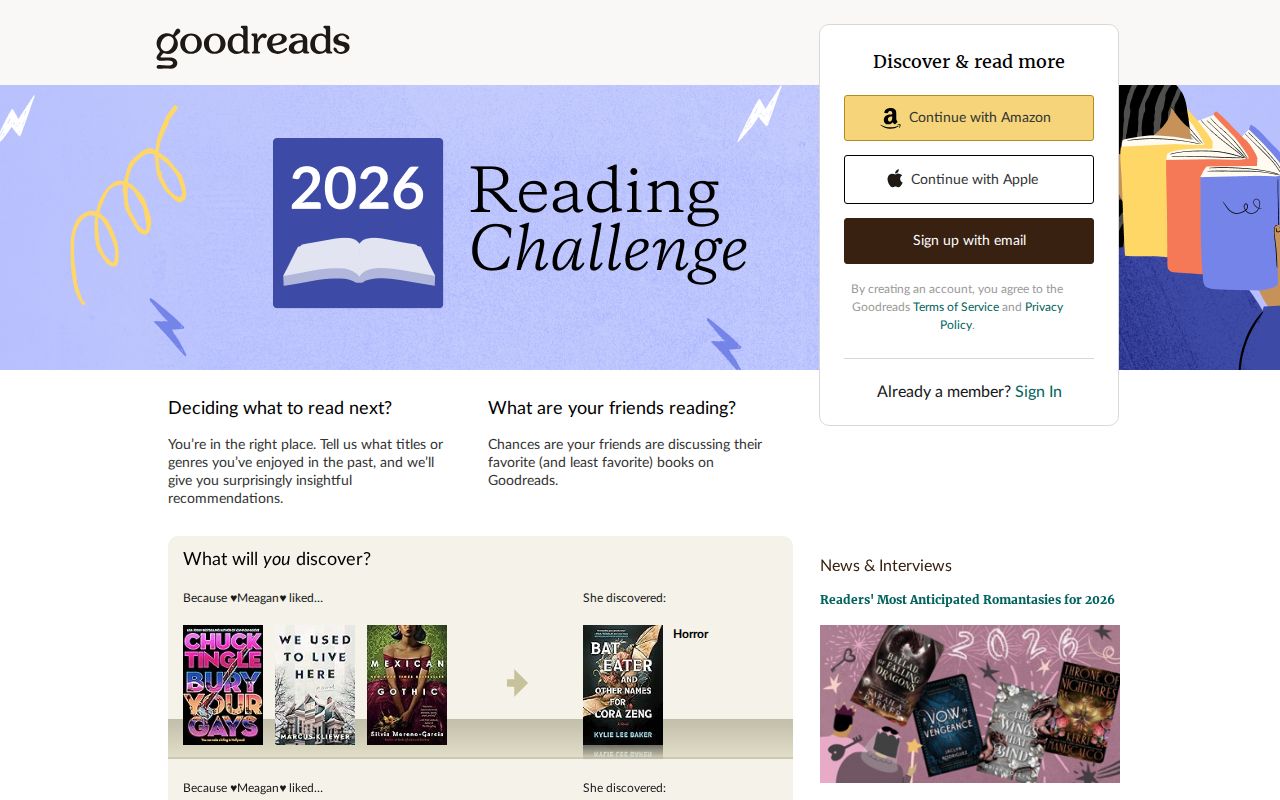 Screenshot of Goodreads