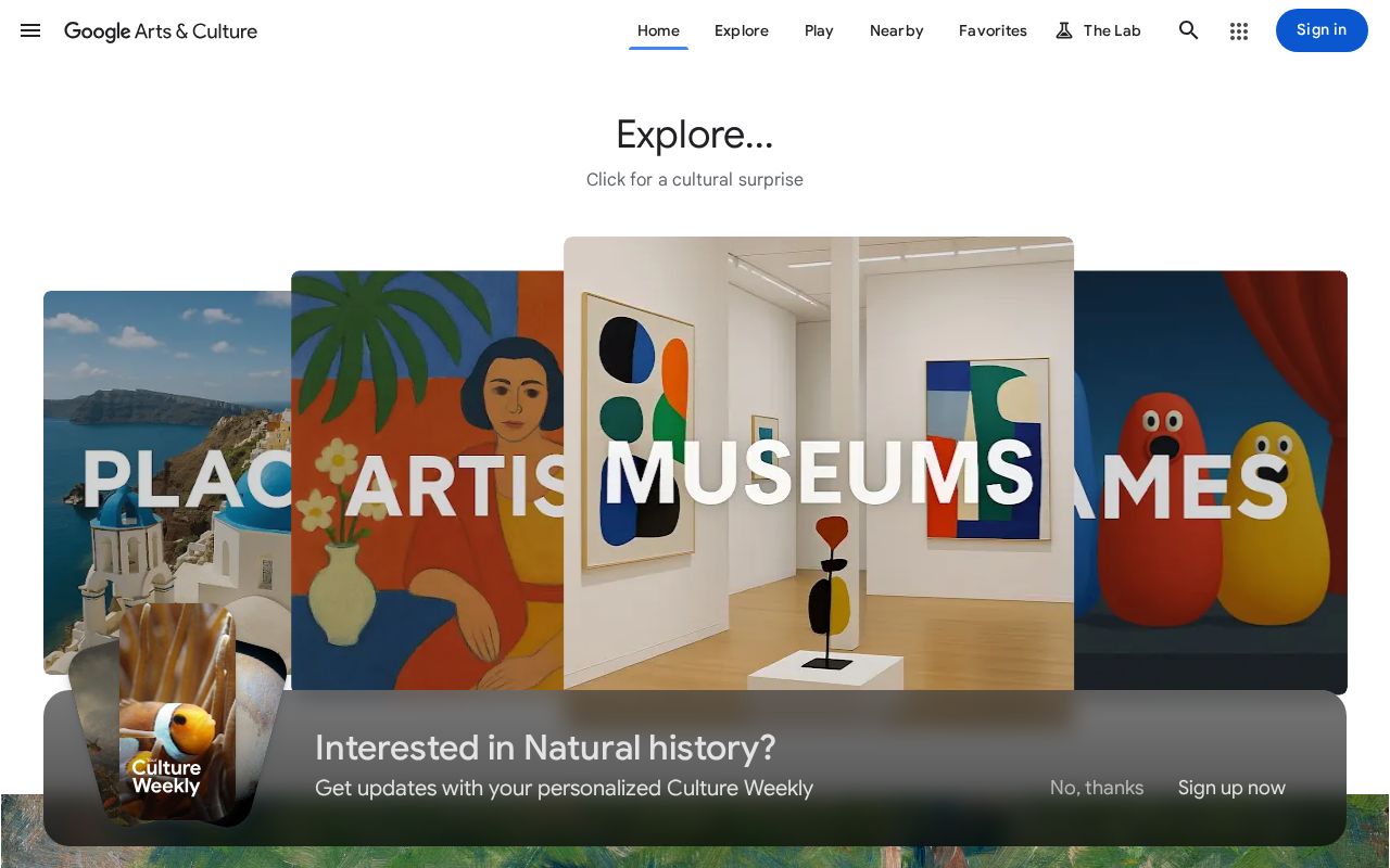 Screenshot of Google Arts & Culture