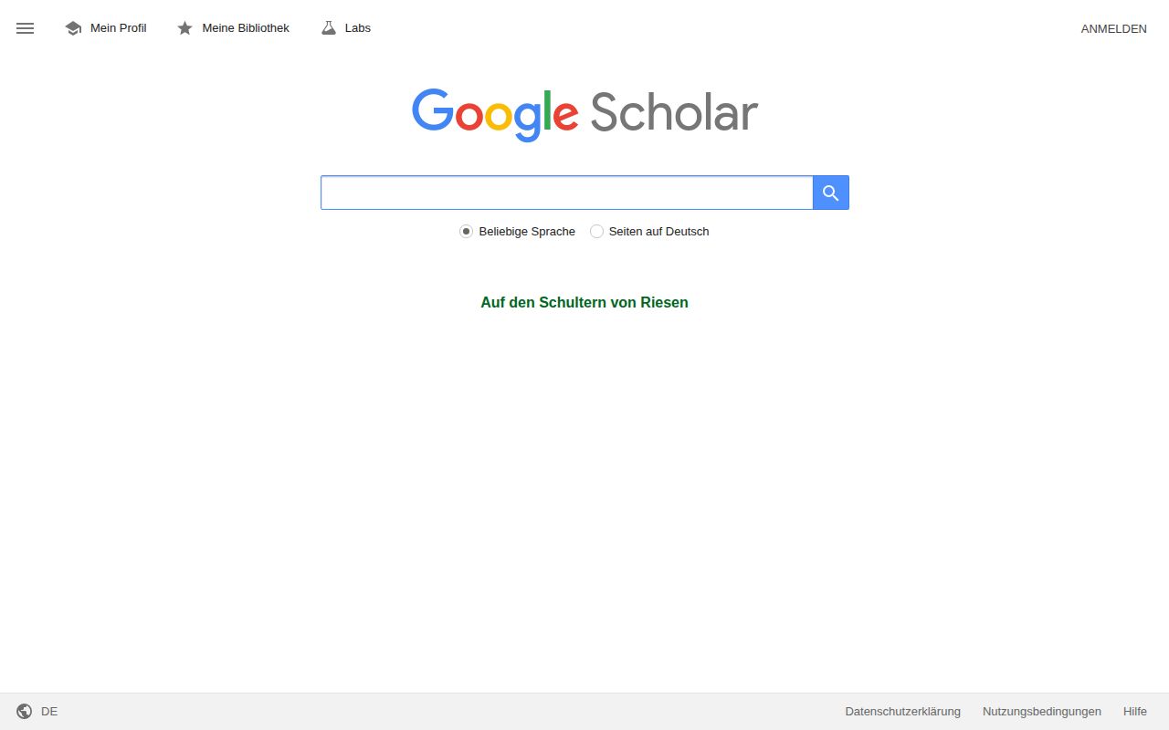 Screenshot of Google Scholar
