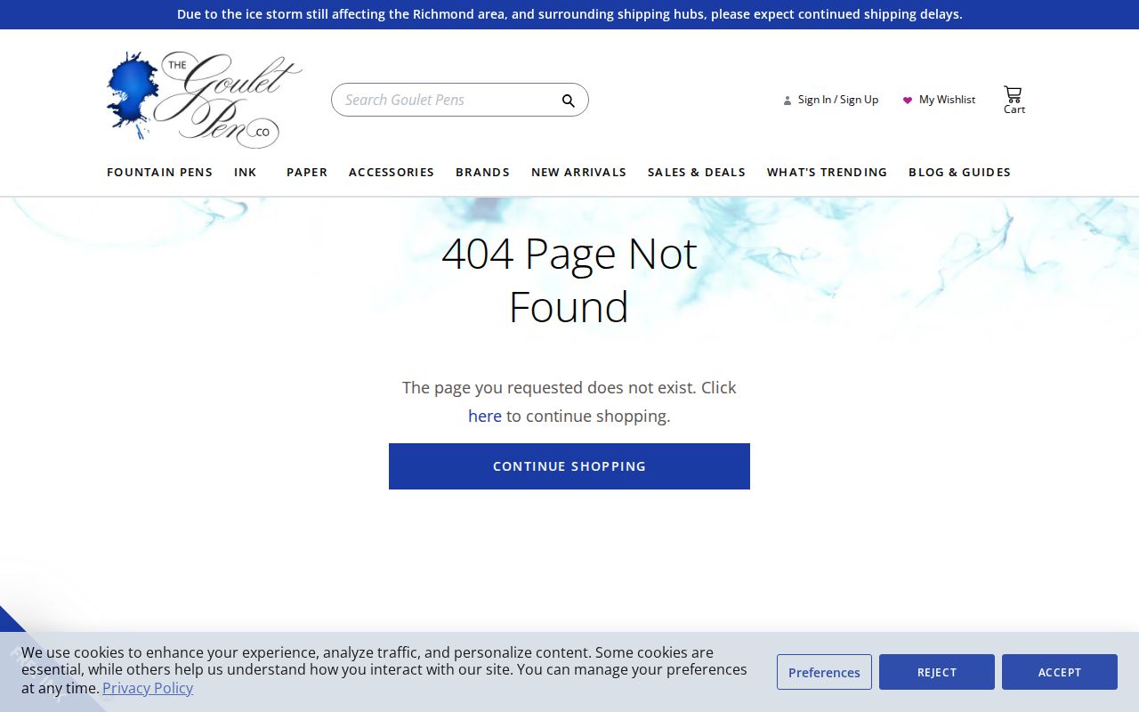Screenshot of Goulet Ink Comparison