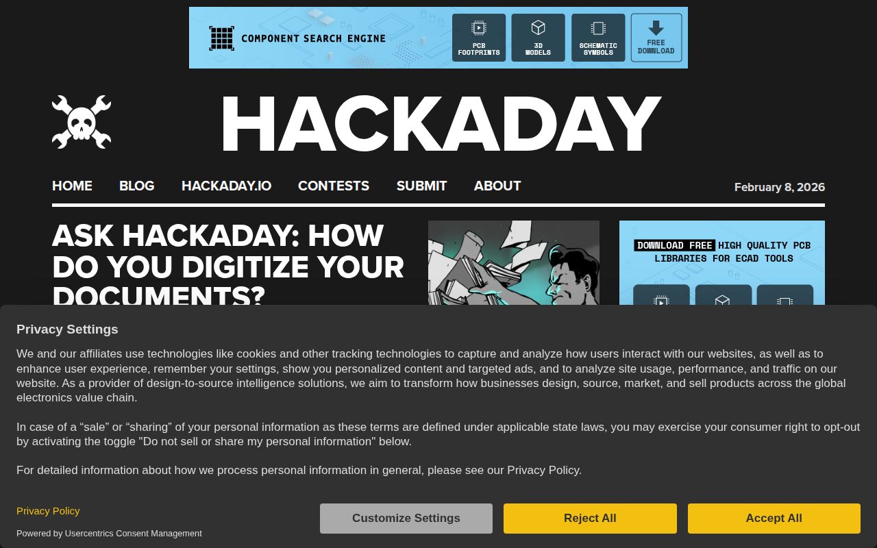 Screenshot of Hackaday