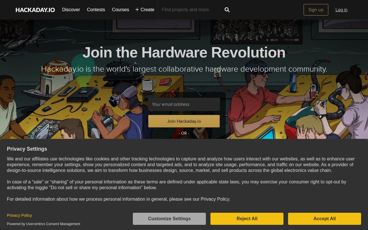 Screenshot of Hackaday.io