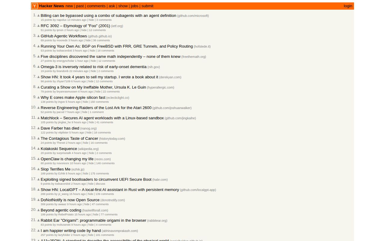 Screenshot of Hacker News