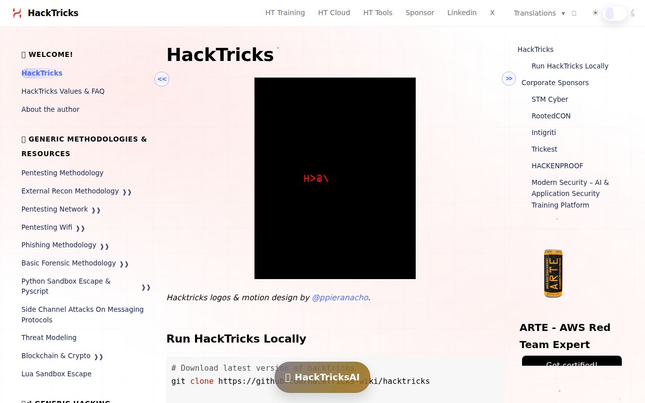 Screenshot of HackTricks
