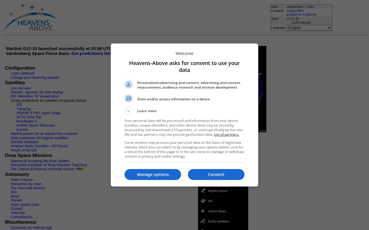 Screenshot of Heavens-Above