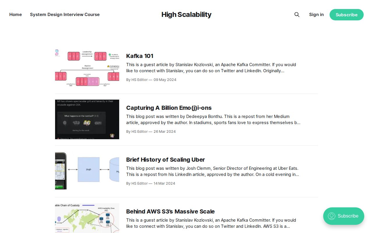 Screenshot of High Scalability
