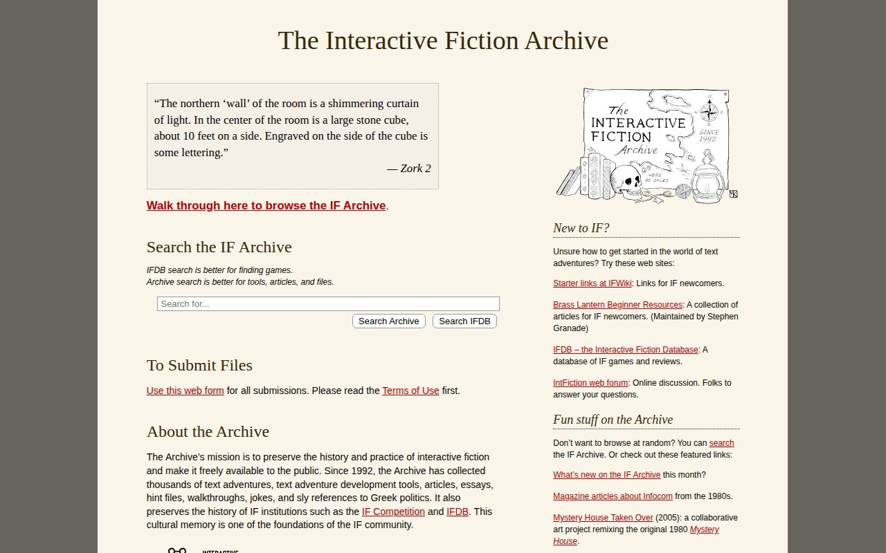 Screenshot of IF Archive