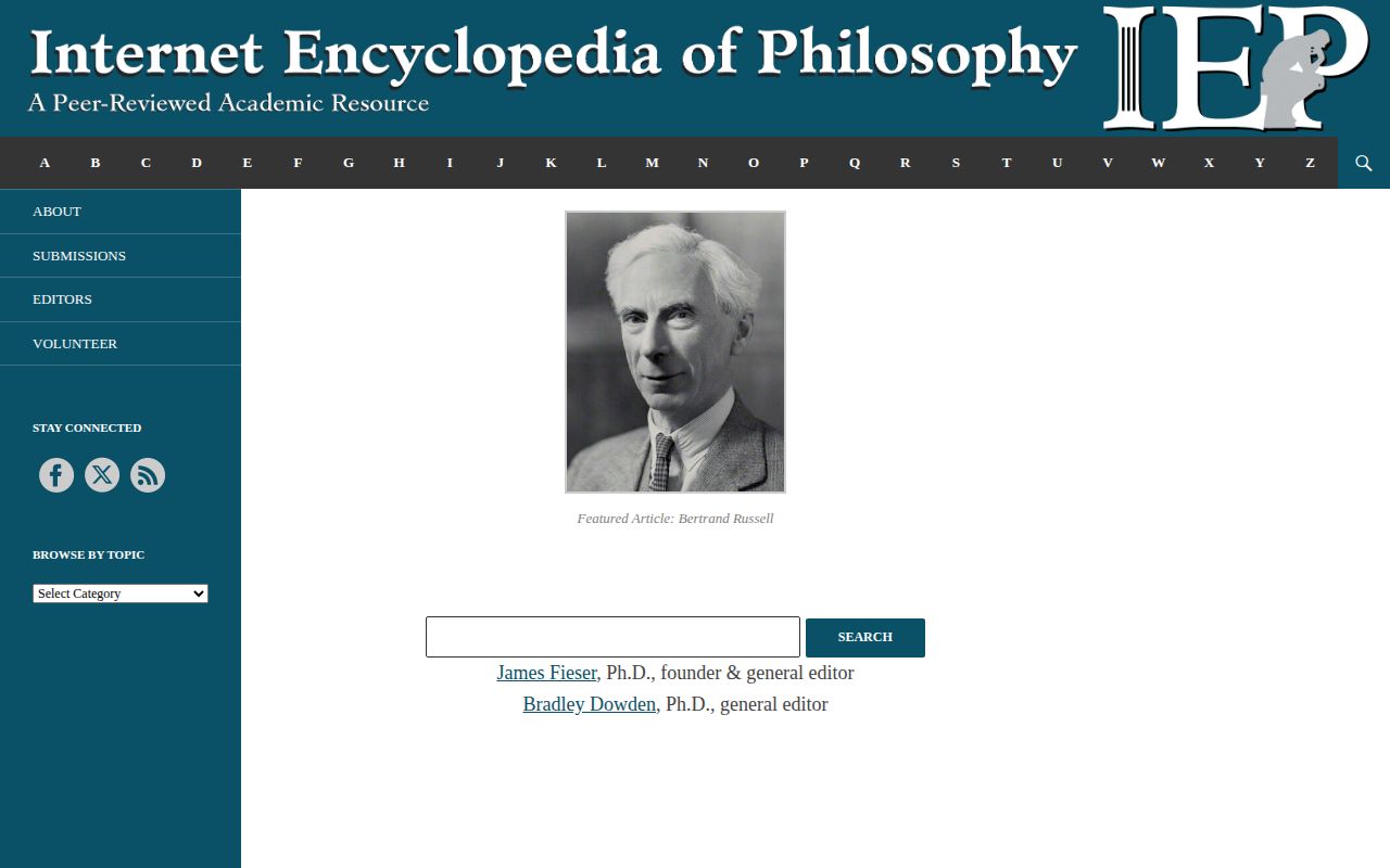 Screenshot of Internet Encyclopedia of Philosophy