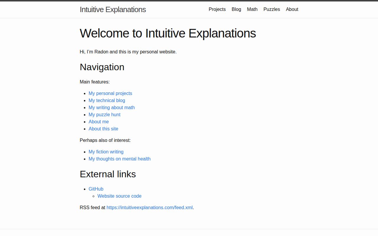 Screenshot of Intuitive Explanations