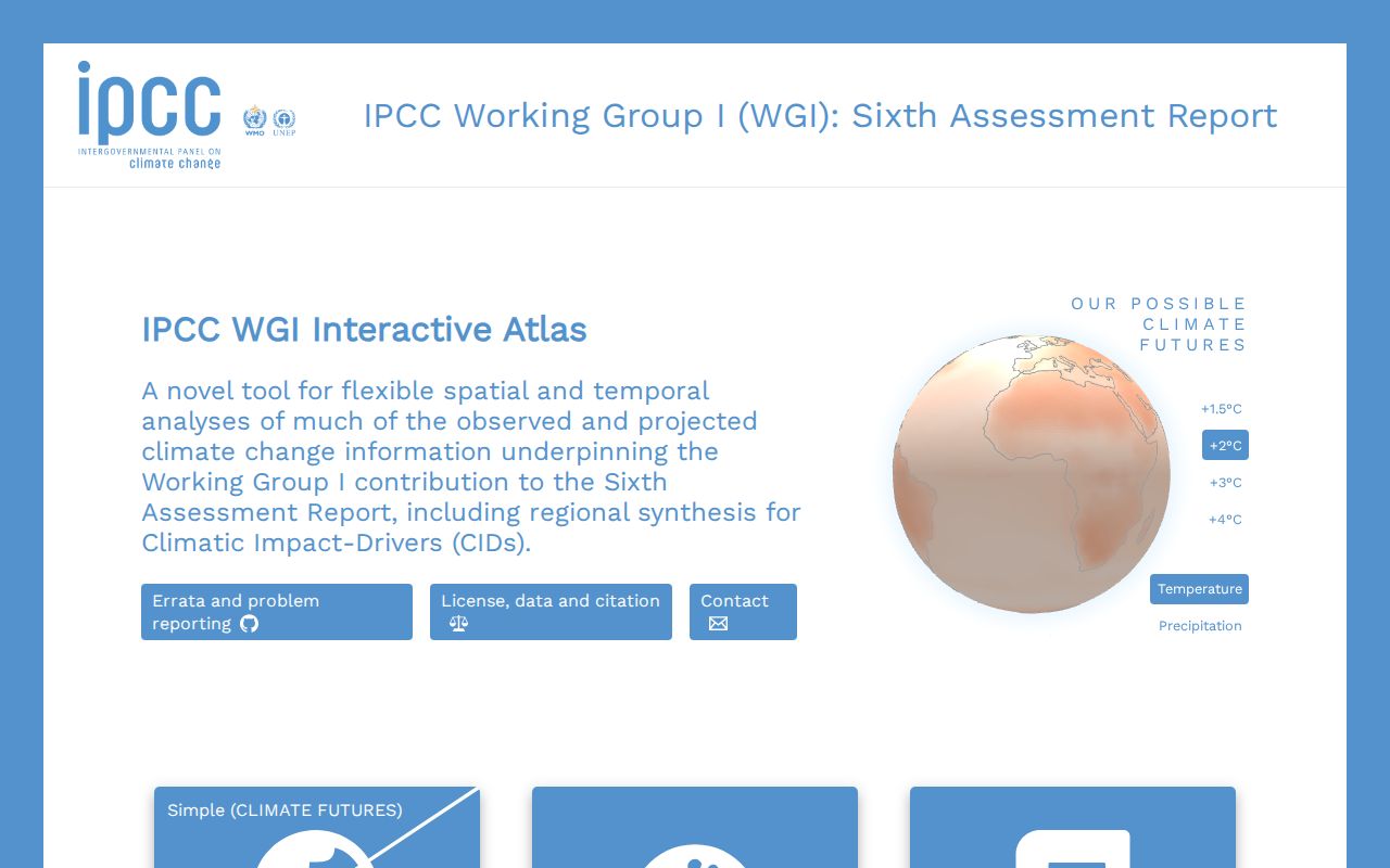 Screenshot of IPCC Atlas
