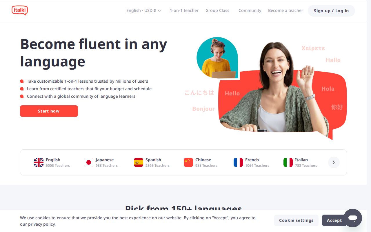 Screenshot of italki