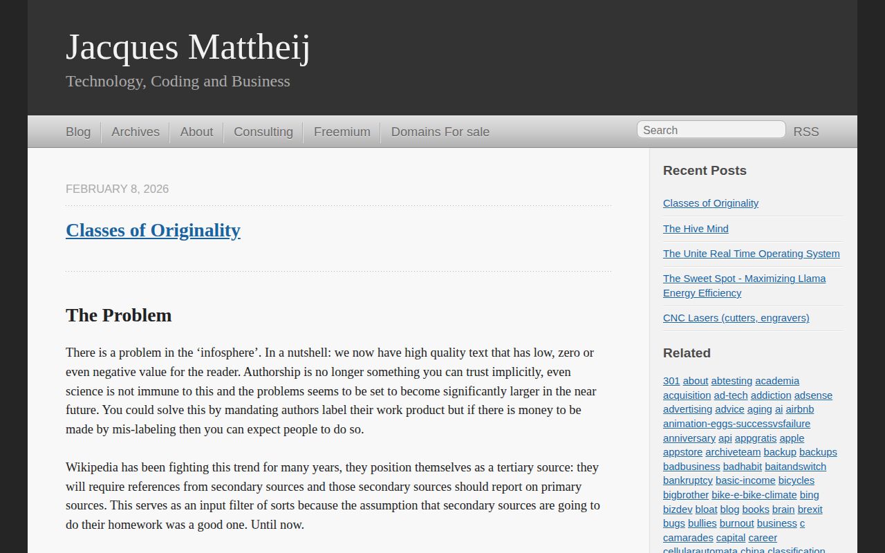 Screenshot of Jacques Mattheij