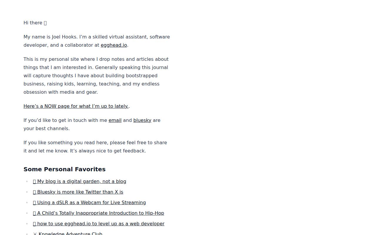 Screenshot of Joel Hooks