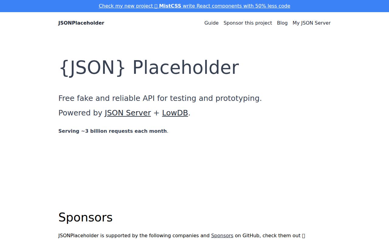 Screenshot of JSONPlaceholder