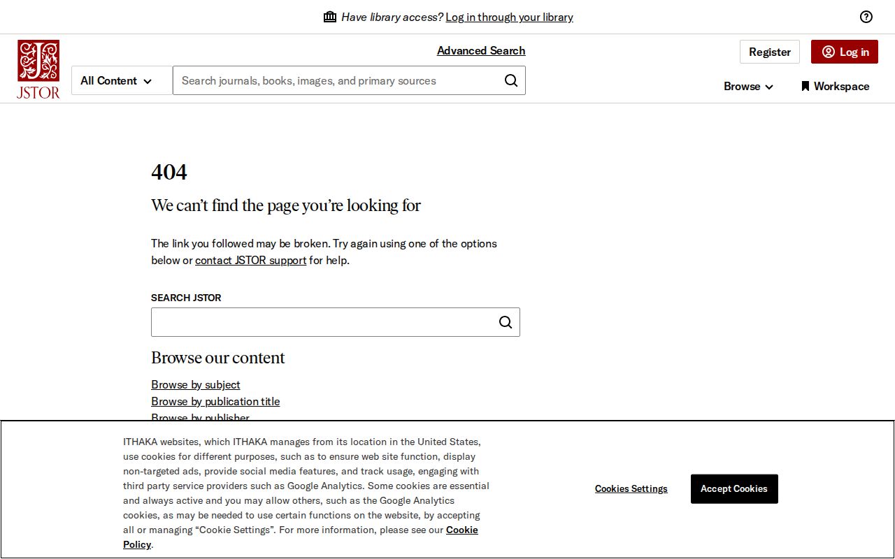 Screenshot of JSTOR Open Content