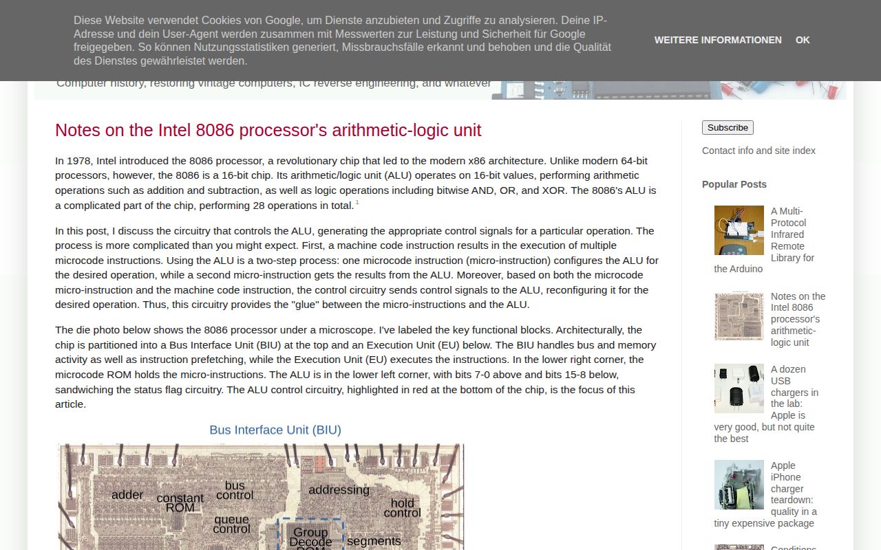 Screenshot of Ken Shirriff's Blog