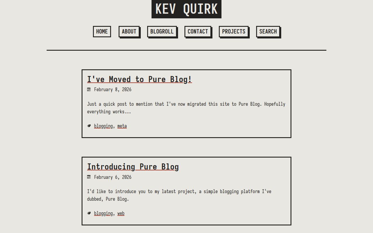 Screenshot of Kev Quirk