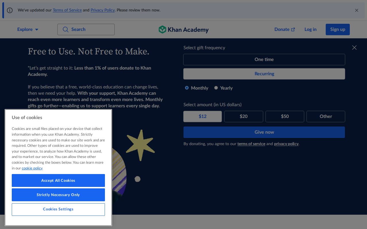 Screenshot of Khan Academy