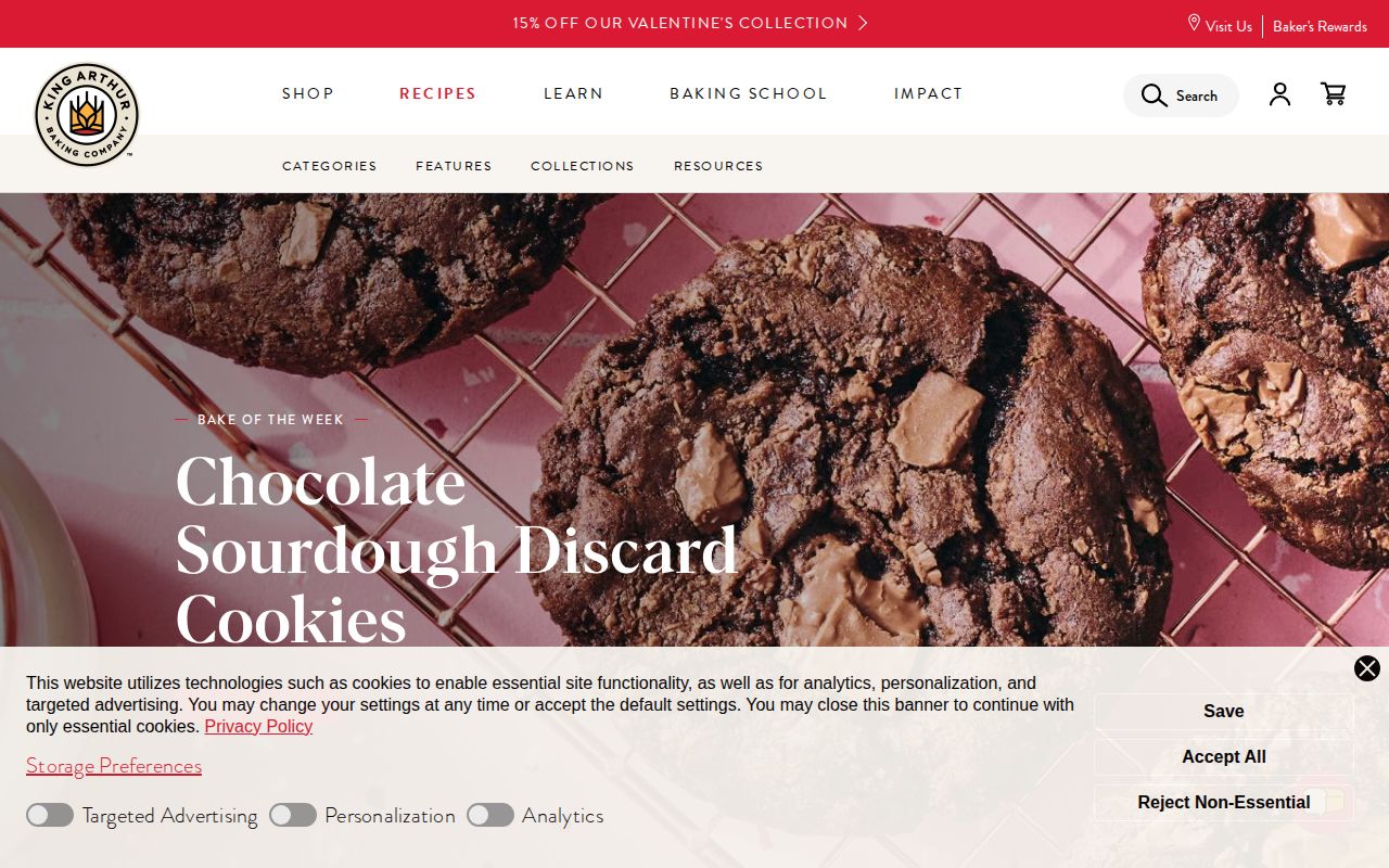 Screenshot of King Arthur Baking