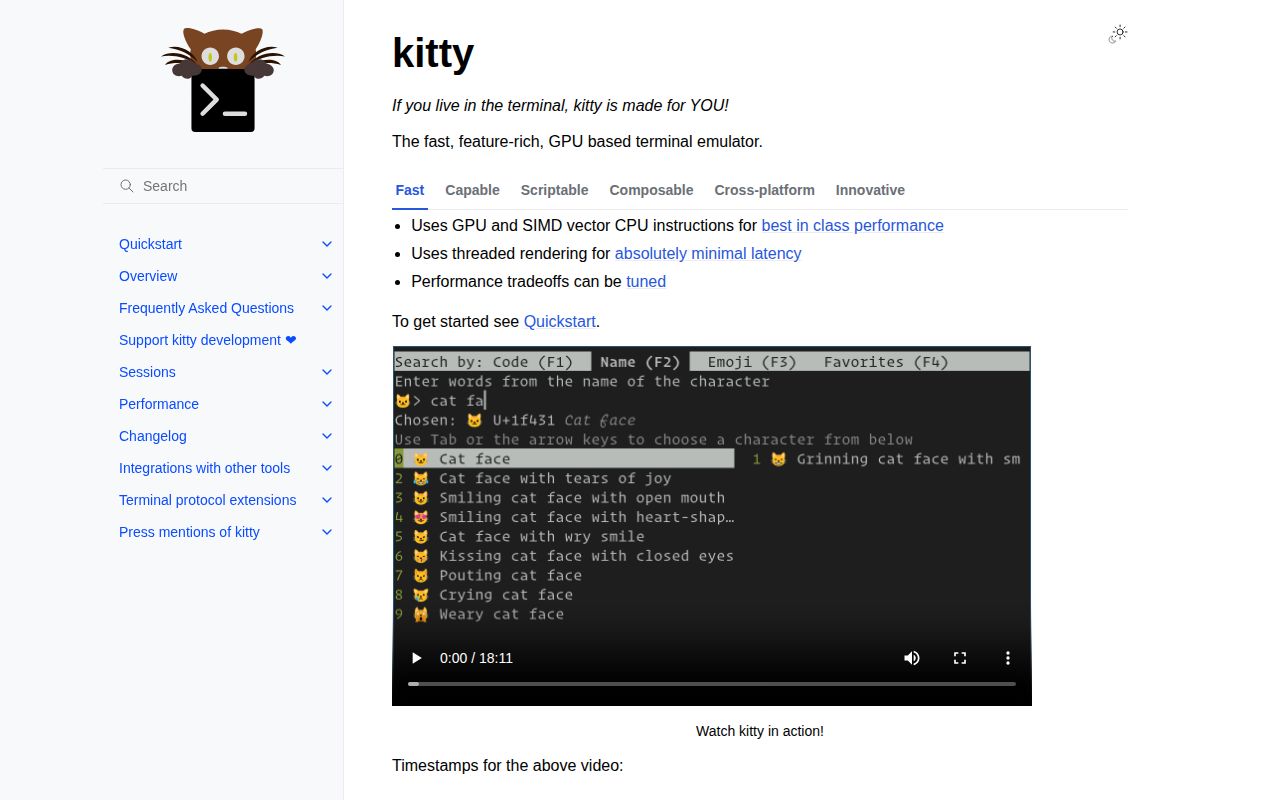 Screenshot of Kitty