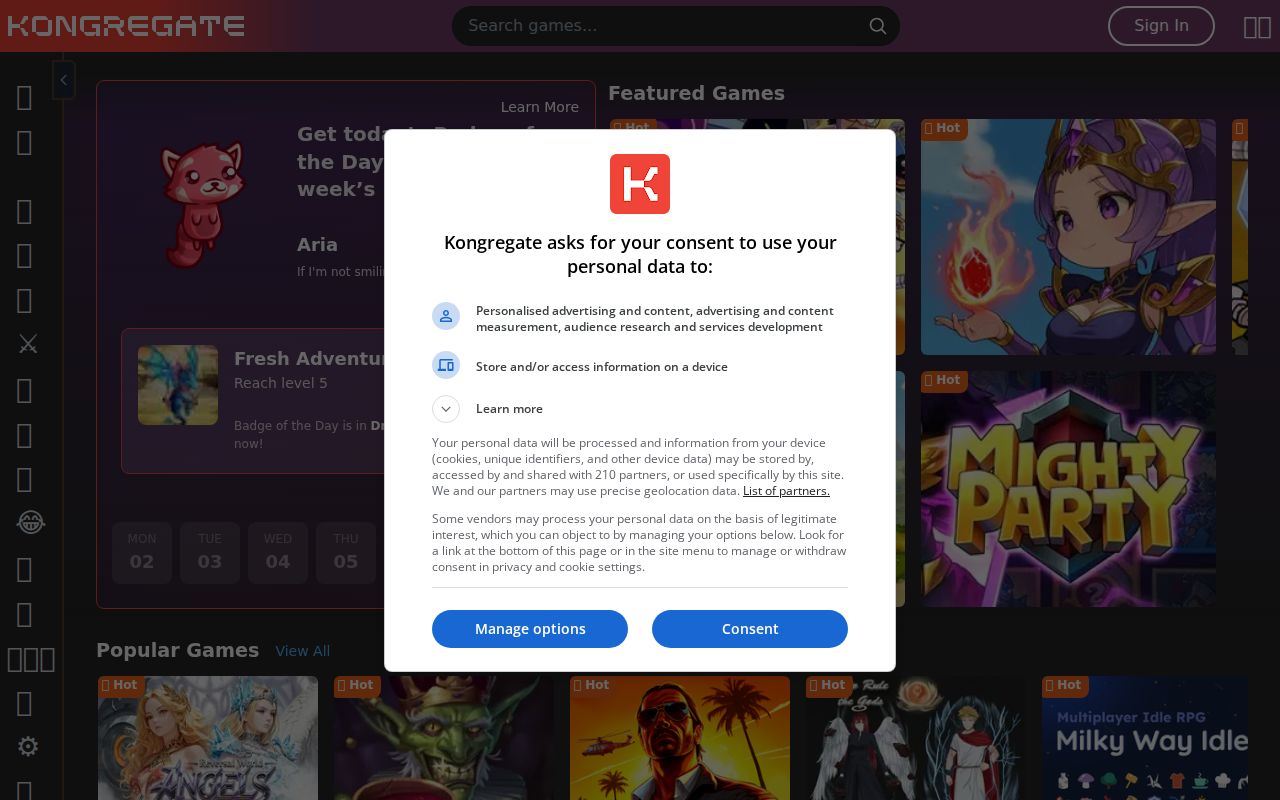 Screenshot of Kongregate