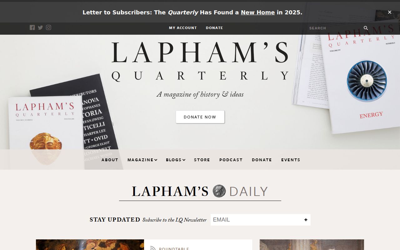 Screenshot of Lapham's Quarterly
