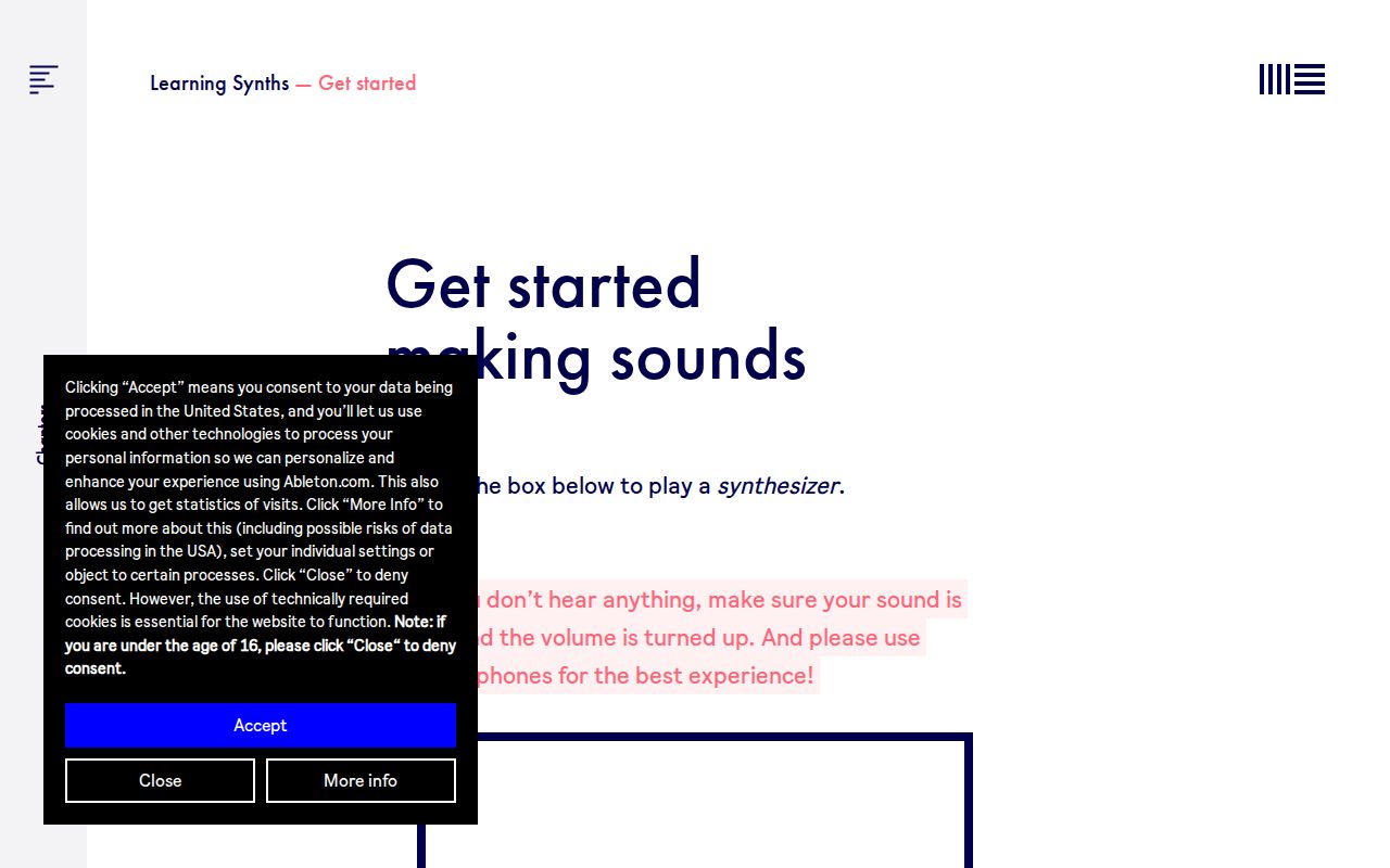 Screenshot of Learning Synths