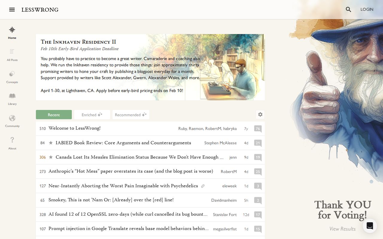 Screenshot of LessWrong