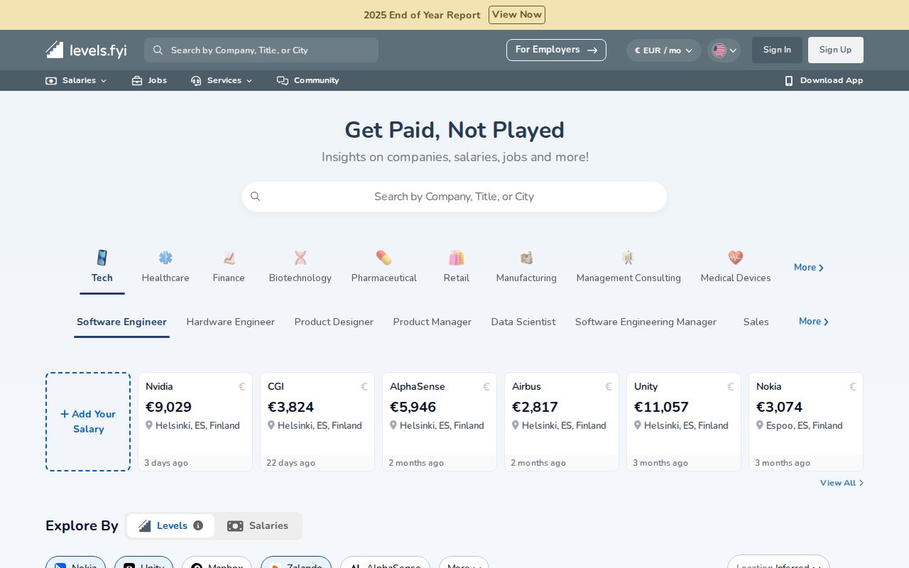 Screenshot of levels.fyi