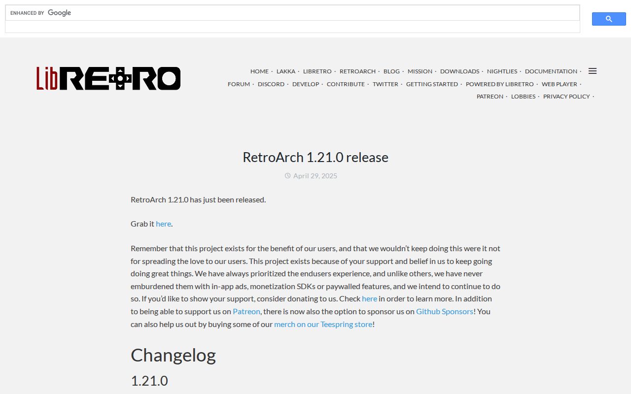 Screenshot of Libretro