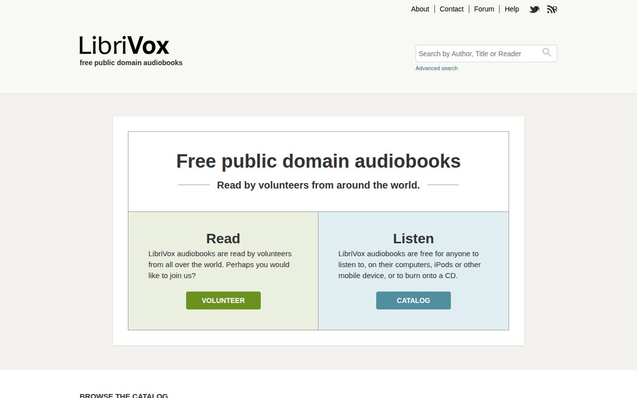 Screenshot of LibriVox