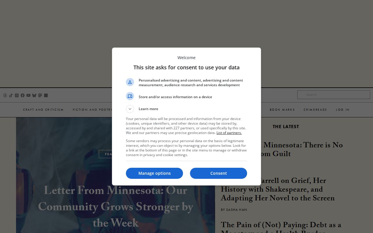 Screenshot of Literary Hub