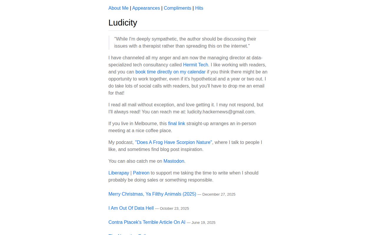Screenshot of Ludicity